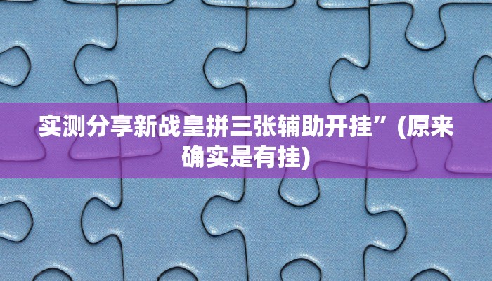 实测分享新战皇拼三张辅助开挂”(原来确实是有挂)
