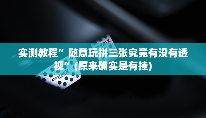 攻略必备“大家会2究竟有没有透视”其实确实有挂
