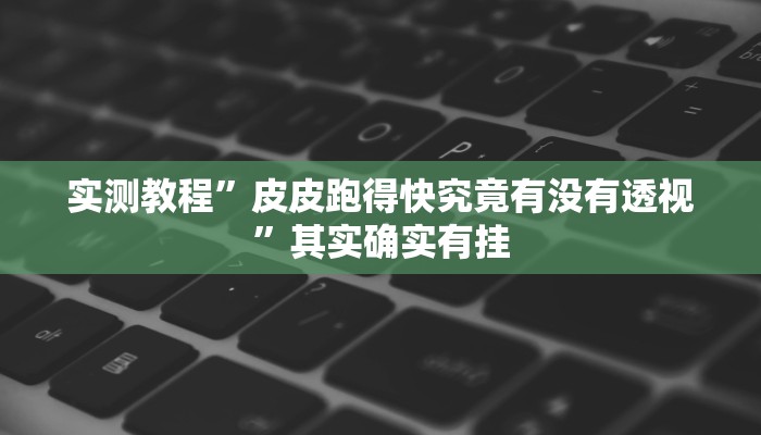 实测教程”皮皮跑得快究竟有没有透视”其实确实有挂
