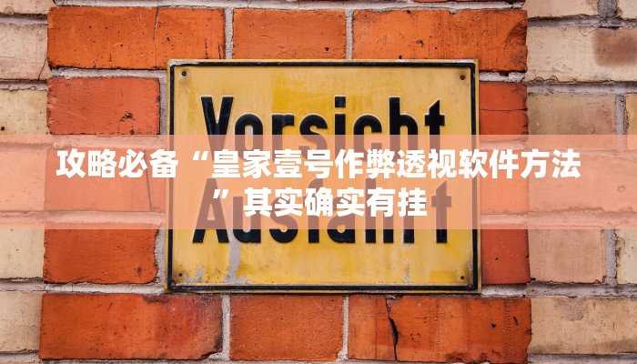 攻略必备“皇家壹号作弊透视软件方法”其实确实有挂
