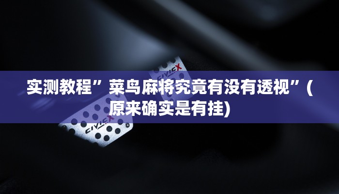 实测教程”菜鸟麻将究竟有没有透视”(原来确实是有挂)