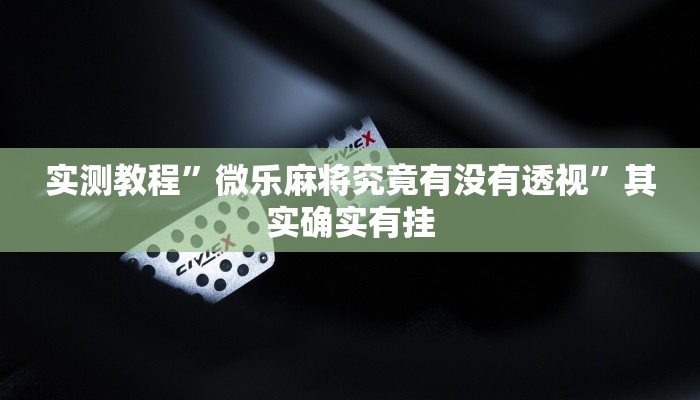 实测教程”微乐麻将究竟有没有透视”其实确实有挂
