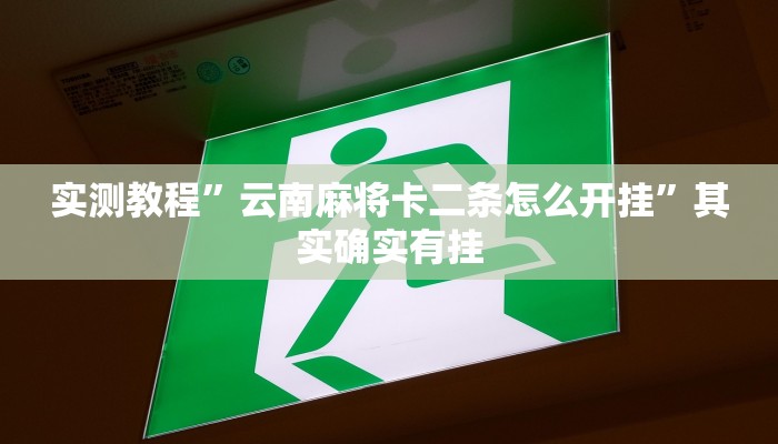 实测教程”云南麻将卡二条怎么开挂”其实确实有挂
