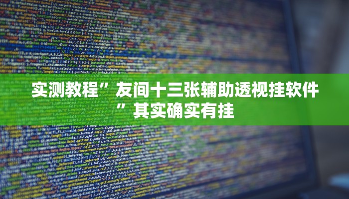 实测教程”友间十三张辅助透视挂软件”其实确实有挂
