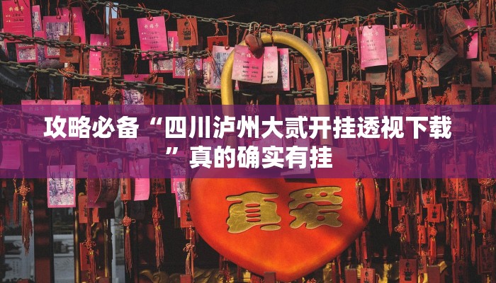攻略必备“四川泸州大贰开挂透视下载”真的确实有挂