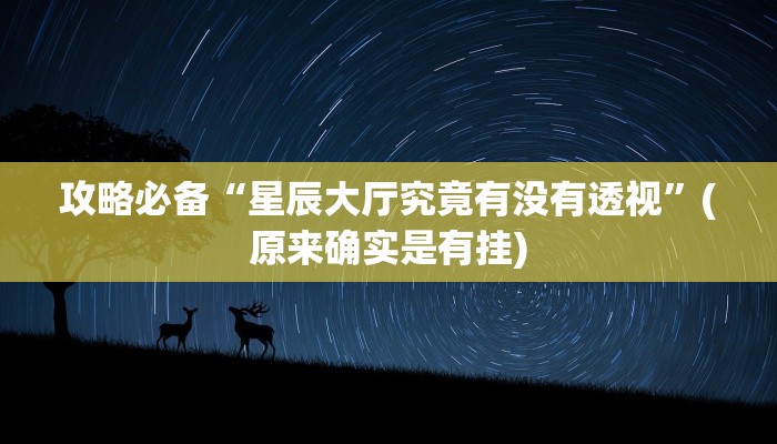攻略必备“星辰大厅究竟有没有透视”(原来确实是有挂)
