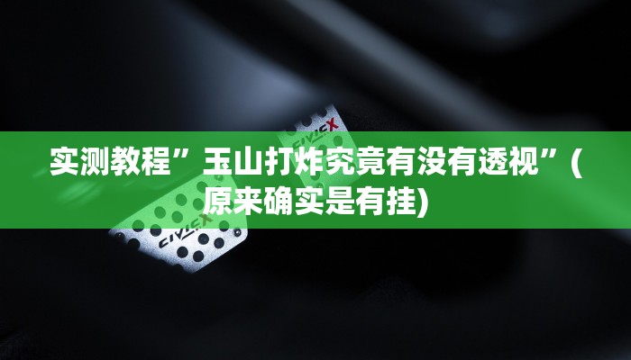 实测教程”玉山打炸究竟有没有透视”(原来确实是有挂)