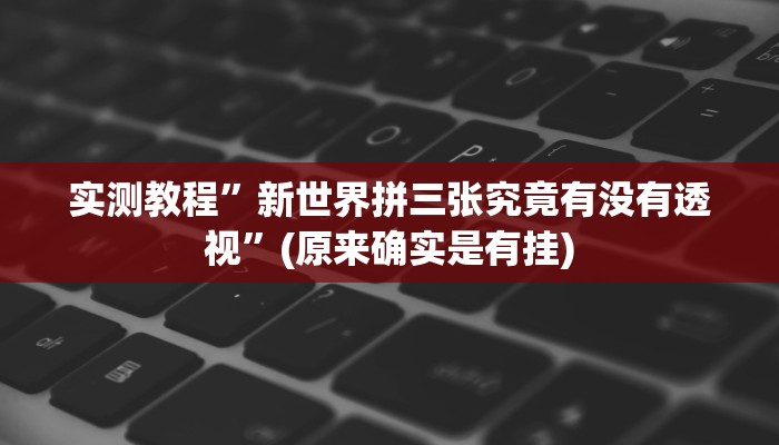 实测教程”新世界拼三张究竟有没有透视”(原来确实是有挂)