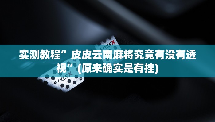 实测教程”皮皮云南麻将究竟有没有透视”(原来确实是有挂)