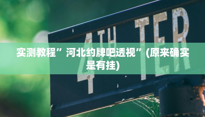 实测教程”河北约牌吧透视”(原来确实是有挂)