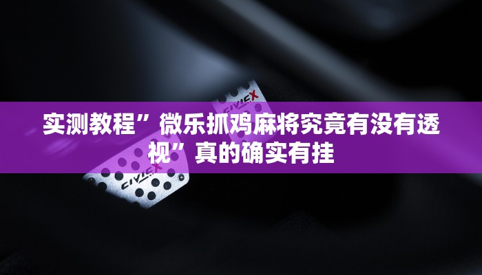 实测教程”微乐抓鸡麻将究竟有没有透视”真的确实有挂