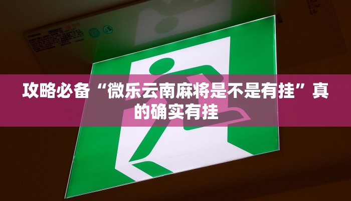 攻略必备“微乐云南麻将是不是有挂”真的确实有挂