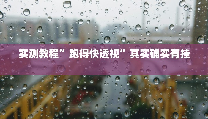 实测教程”跑得快透视”其实确实有挂
