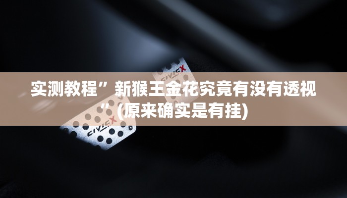 实测教程”新猴王金花究竟有没有透视”(原来确实是有挂)