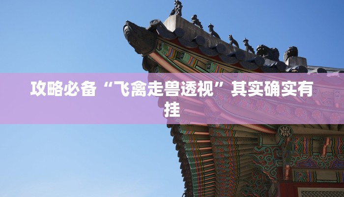 攻略必备“飞禽走兽透视”其实确实有挂
