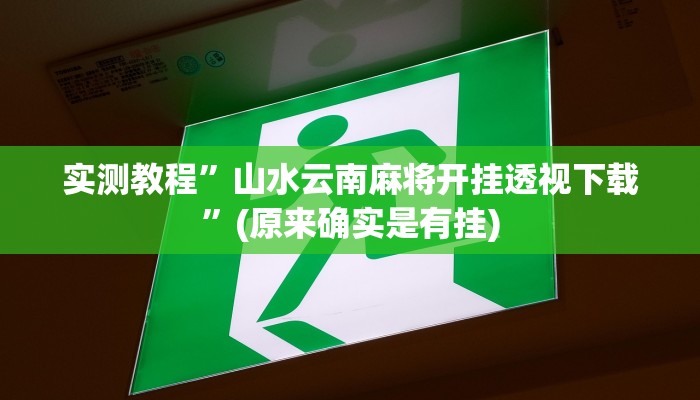 实测教程”山水云南麻将开挂透视下载”(原来确实是有挂)