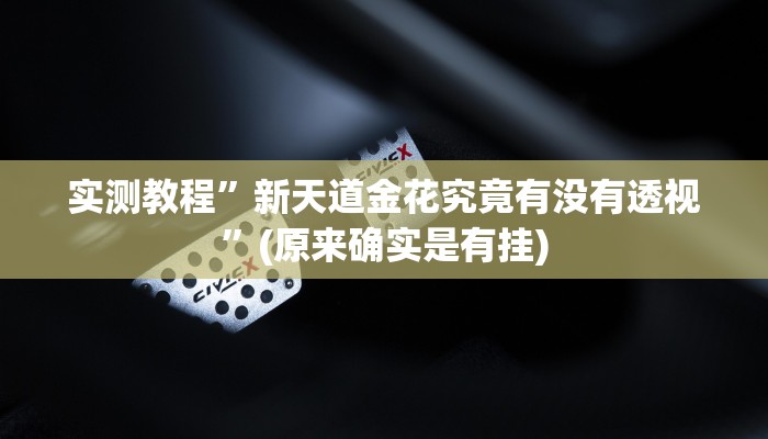 实测教程”新天道金花究竟有没有透视”(原来确实是有挂)