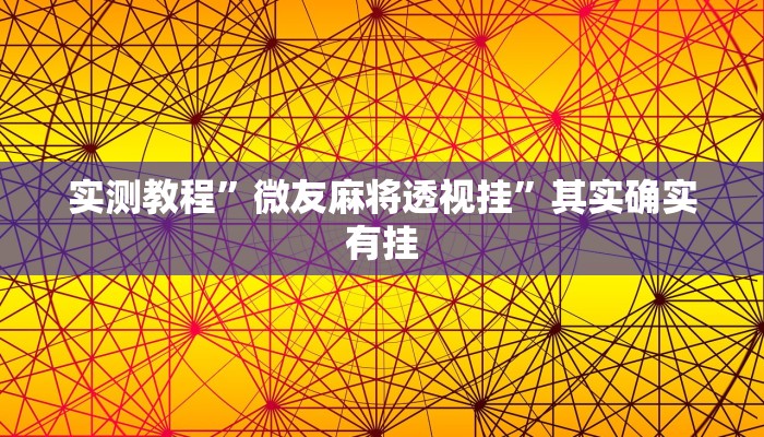 实测教程”微友麻将透视挂”其实确实有挂
