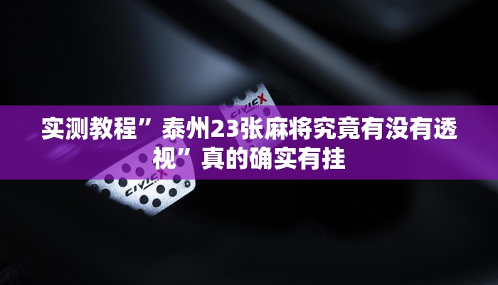 实测教程”泰州23张麻将究竟有没有透视”真的确实有挂