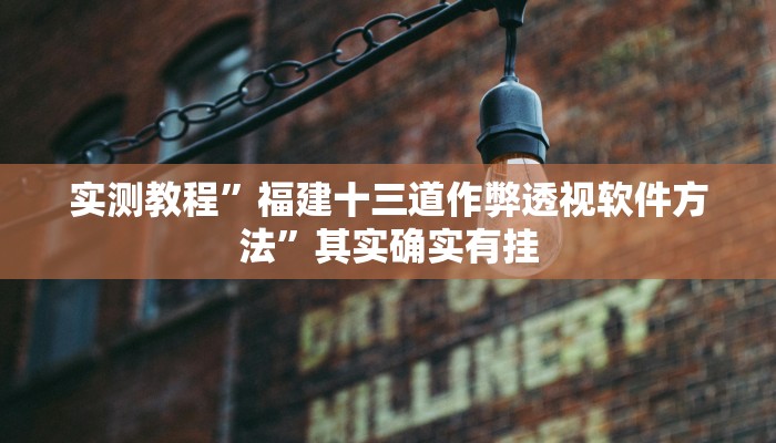 实测教程”福建十三道作弊透视软件方法”其实确实有挂
