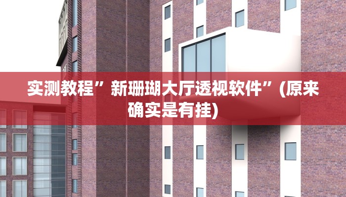 实测教程”新珊瑚大厅透视软件”(原来确实是有挂)