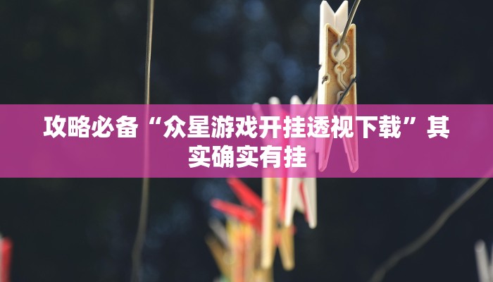 攻略必备“众星游戏开挂透视下载”其实确实有挂

