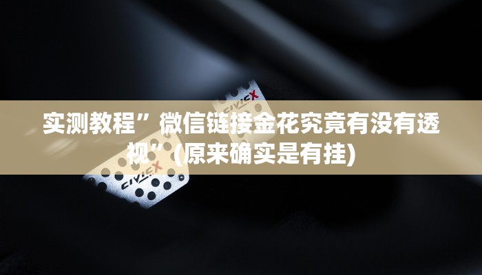 实测教程”微信链接金花究竟有没有透视”(原来确实是有挂)