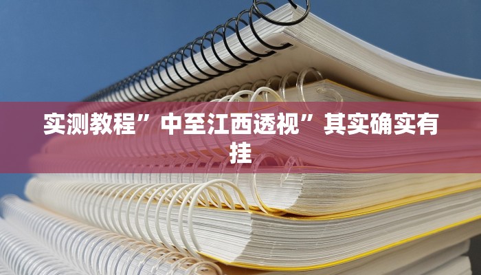 实测教程”中至江西透视”其实确实有挂
