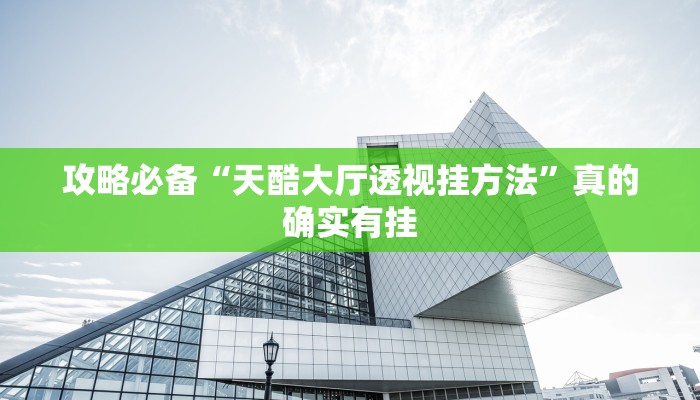 攻略必备“天酷大厅透视挂方法”真的确实有挂