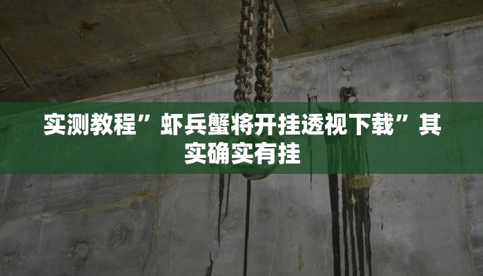 实测教程”虾兵蟹将开挂透视下载”其实确实有挂
