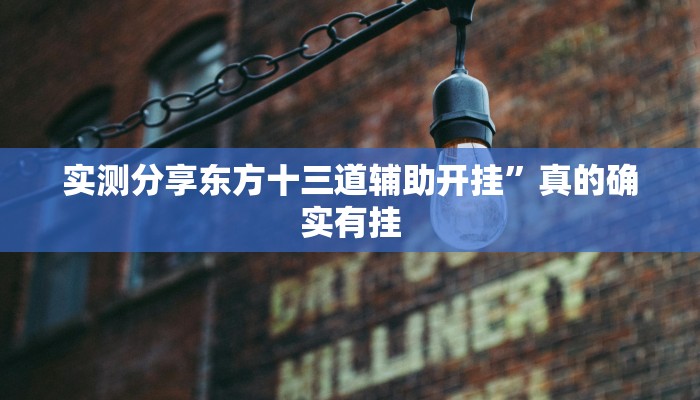 实测分享东方十三道辅助开挂”真的确实有挂