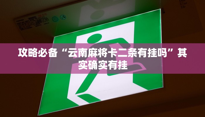 攻略必备“云南麻将卡二条有挂吗”其实确实有挂
