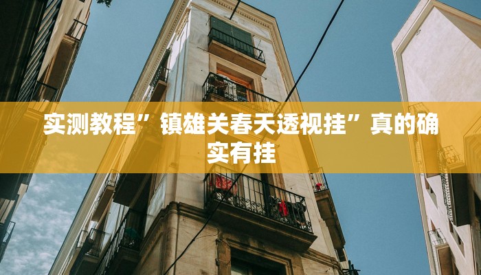 实测教程”镇雄关春天透视挂”真的确实有挂