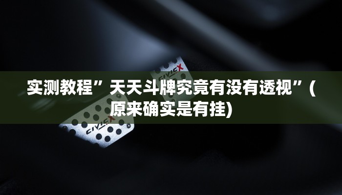 实测教程”天天斗牌究竟有没有透视”(原来确实是有挂)