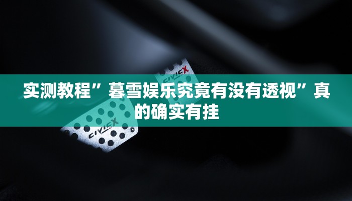 实测教程”暮雪娱乐究竟有没有透视”真的确实有挂
