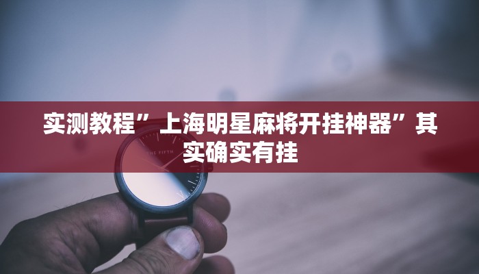 实测教程”上海明星麻将开挂神器”其实确实有挂
