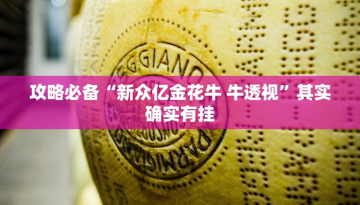 攻略必备“新众亿金花牛 牛透视”其实确实有挂
