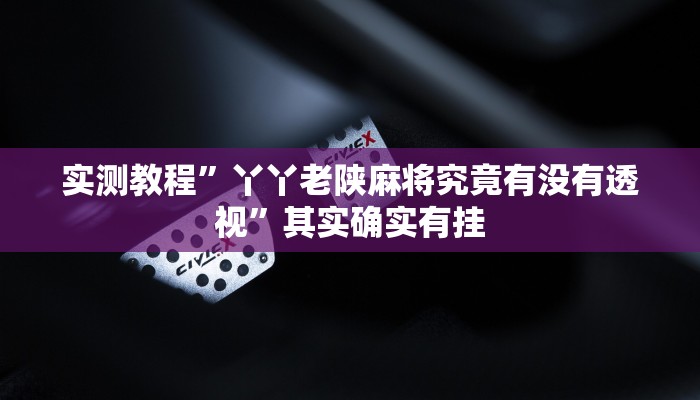 实测教程”丫丫老陕麻将究竟有没有透视”其实确实有挂
