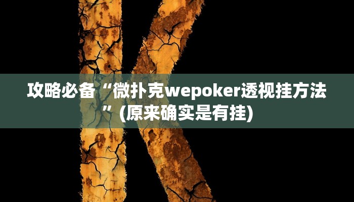 攻略必备“微扑克wepoker透视挂方法”(原来确实是有挂)