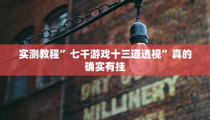 实测教程”七千游戏十三道透视”真的确实有挂