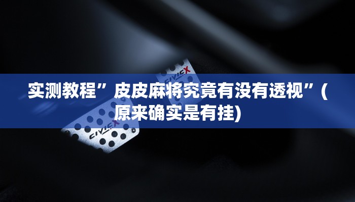 实测教程”皮皮麻将究竟有没有透视”(原来确实是有挂)