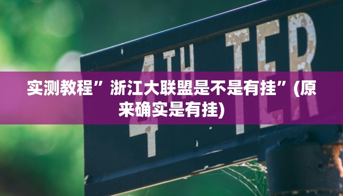 实测教程”浙江大联盟是不是有挂”(原来确实是有挂)
