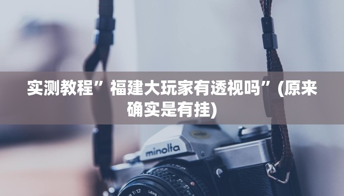 实测教程”福建大玩家有透视吗”(原来确实是有挂)