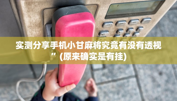实测分享手机小甘麻将究竟有没有透视”(原来确实是有挂)
