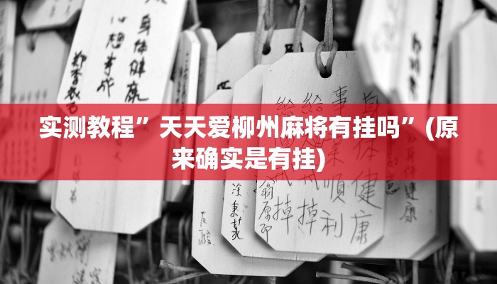实测教程”天天爱柳州麻将有挂吗”(原来确实是有挂)