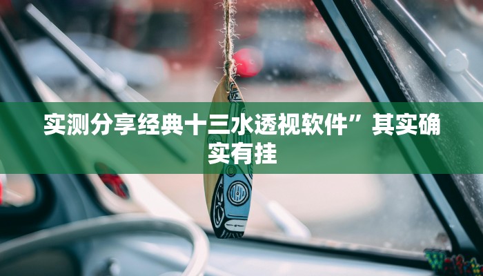 实测分享经典十三水透视软件”其实确实有挂
