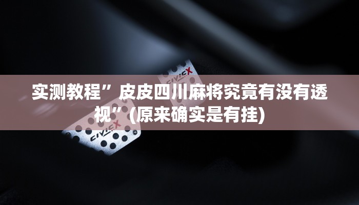 实测教程”皮皮四川麻将究竟有没有透视”(原来确实是有挂)
