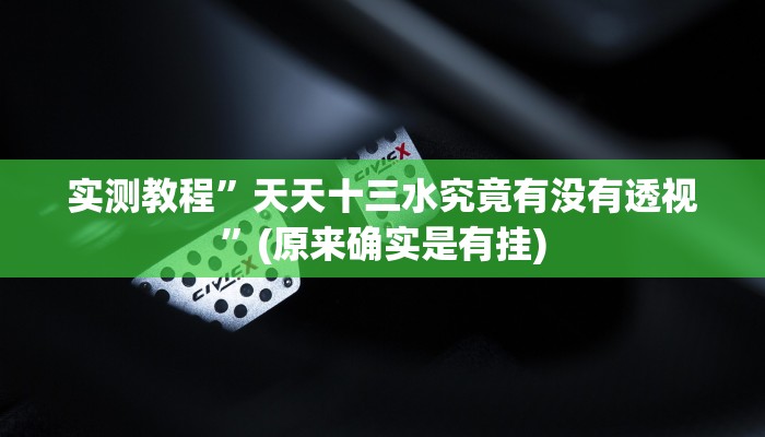 实测教程”天天十三水究竟有没有透视”(原来确实是有挂)