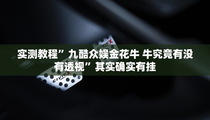 实测教程”九酷众娱金花牛 牛究竟有没有透视”其实确实有挂
