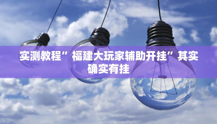 实测教程”福建大玩家辅助开挂”其实确实有挂
